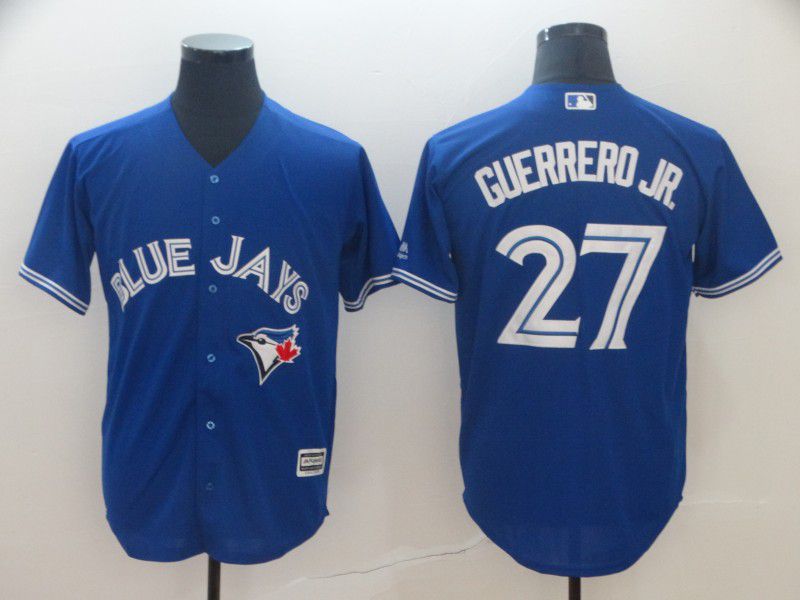 Men Toronto Blue Jays 27 Guerrero jr Blue Game MLB Jersey